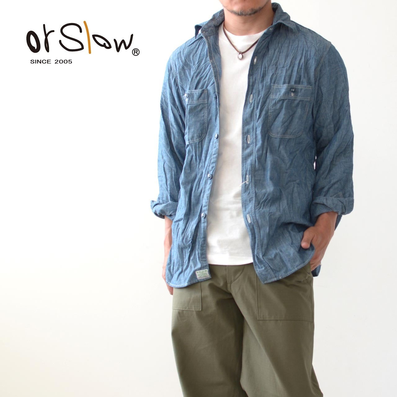 orslow [オアスロウ] CHAMBRAY SHIRTS BLUE [01-8070-84] シャンブレー ...