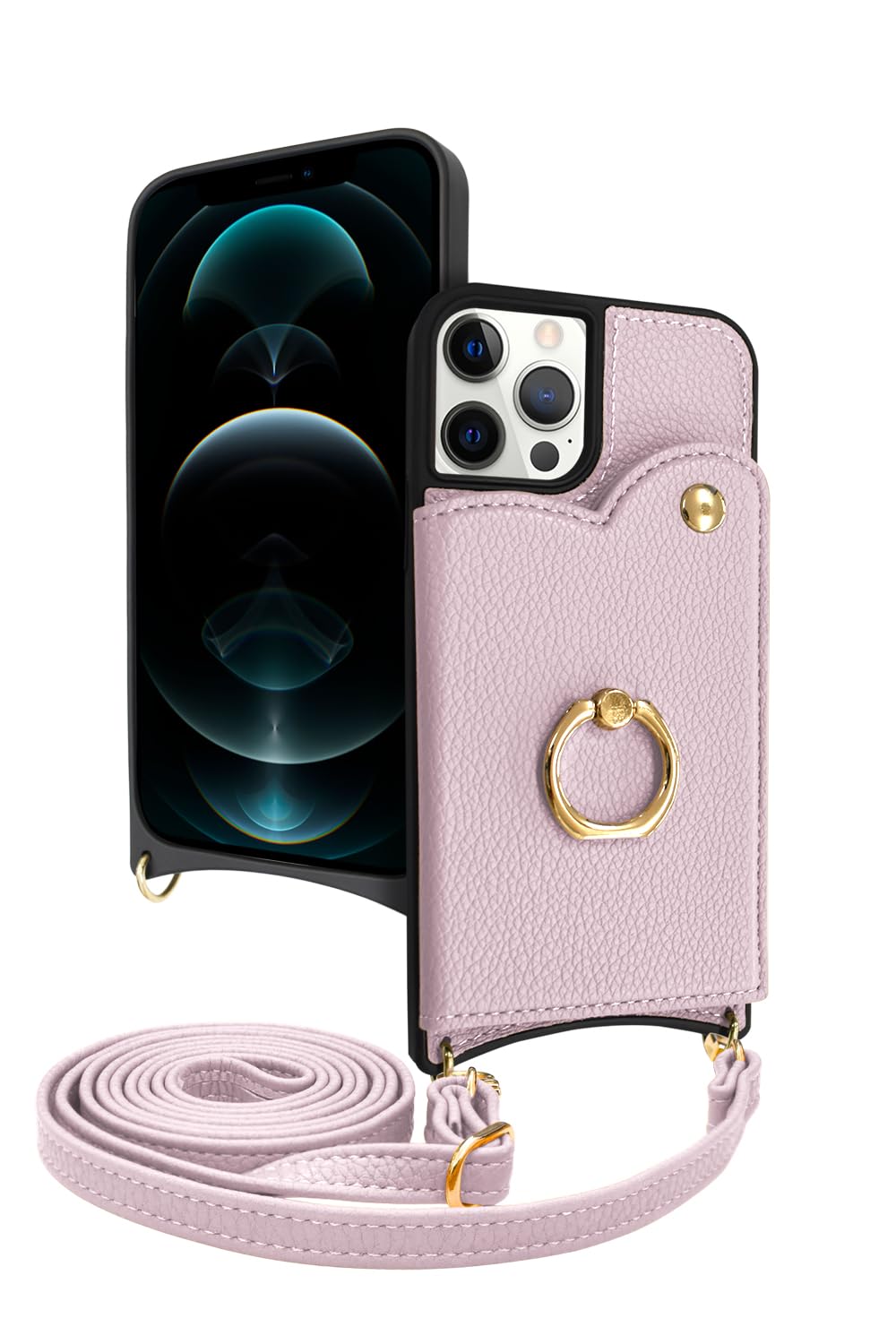 シズカウィル iPhone12 Pro Max ケース ショルダー カバー ショルダーストラップ アイファンデ5 ショルディー フルール 1個入り ローズティ