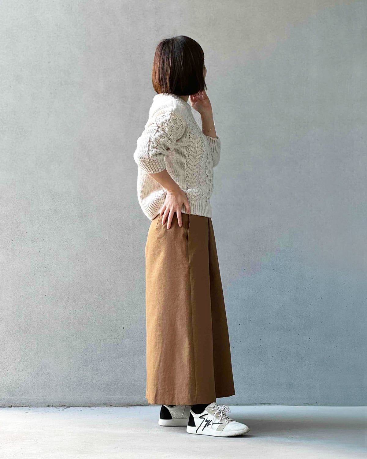 The New Society ケーブル編みざっくりニット【 手洗い可 】 | 小さい