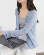 Button front v-neck knit cardigan L0141