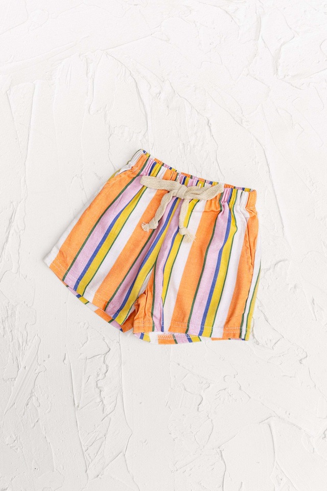 《即納商品》Linen Shorts - Pink/Orange_CINNAMON BABY -送料無料