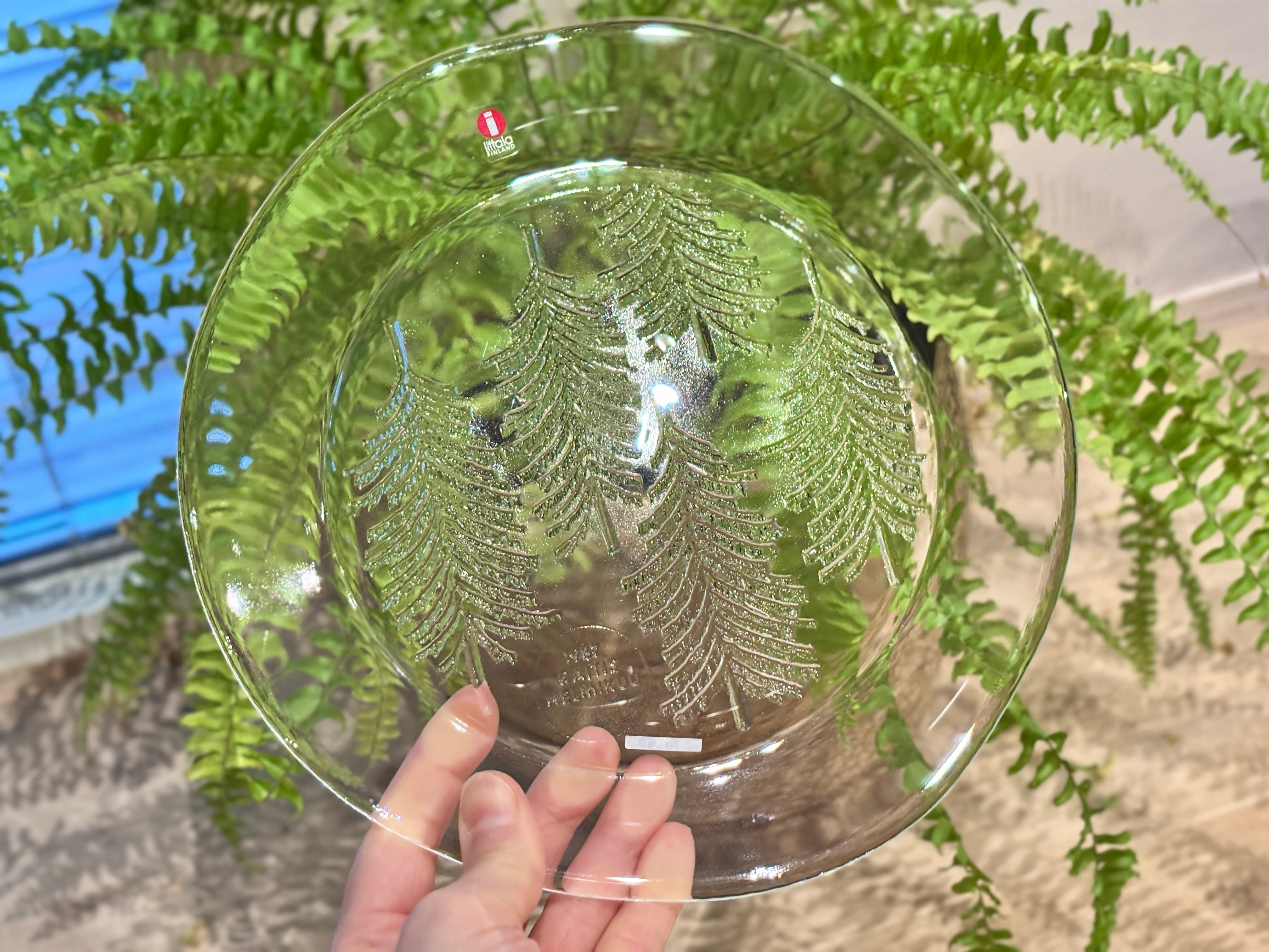 Iittala KUUSI 23cm glass vintage plate | イッタラ クーシ もみの木