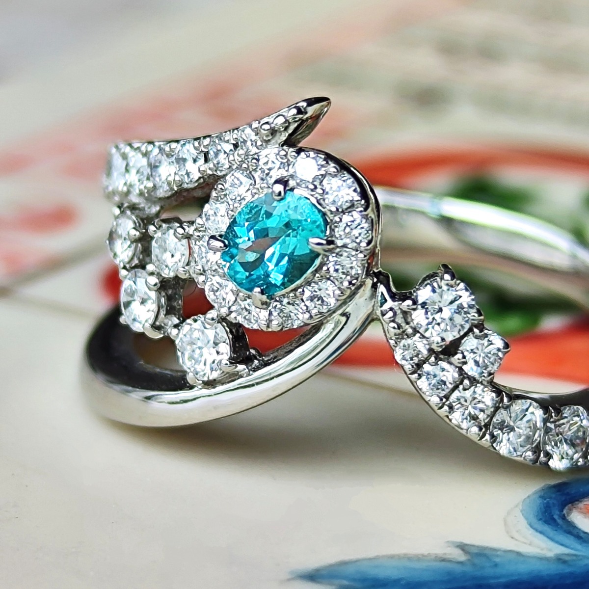 グリーン系】天然パライバトルマリン グチャグチャ 天然ダイヤモンド  