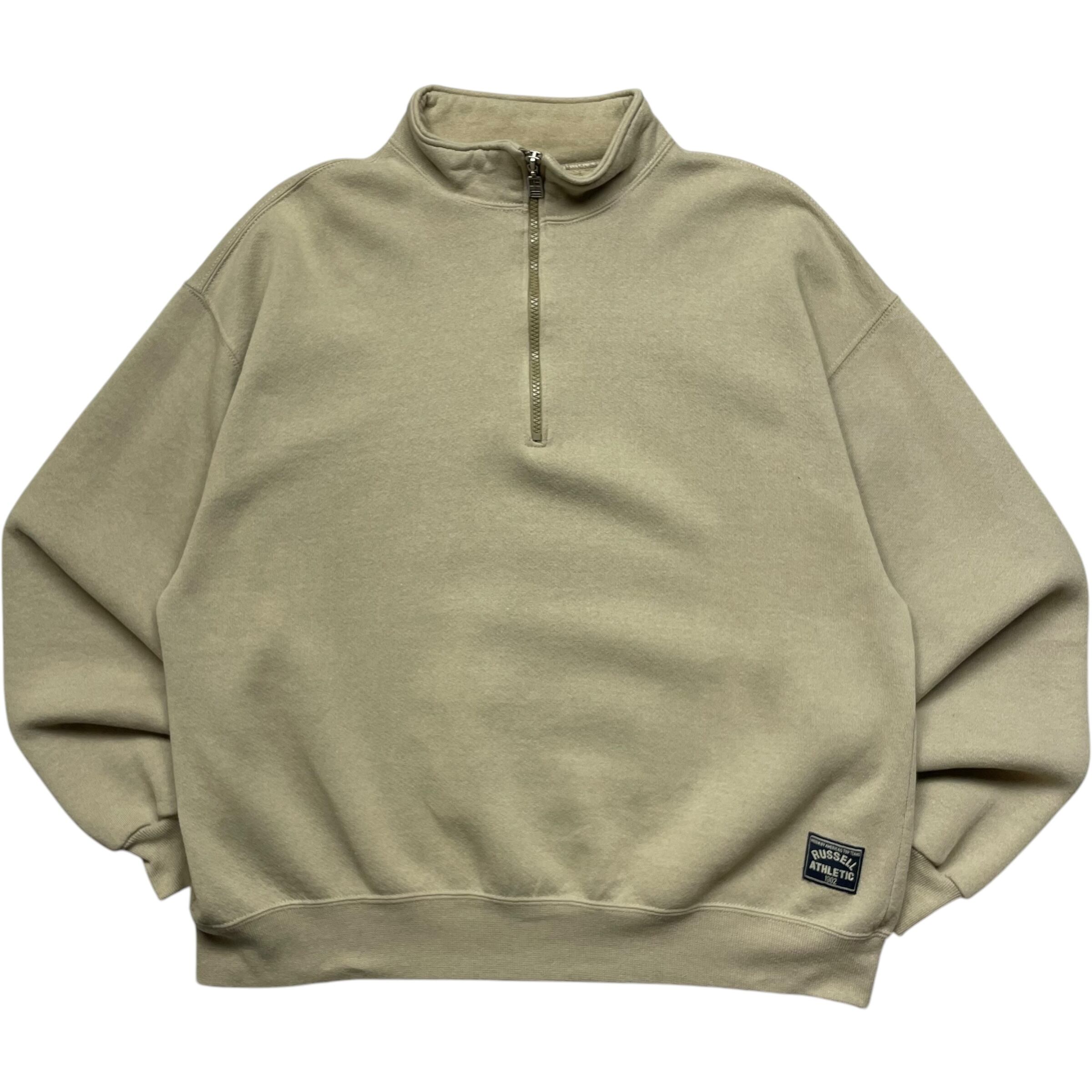 《L》 russell athletic ラッセルアスレチック ハーフジップ スウェット ベージュ USA製 90年代 vintage no.6296