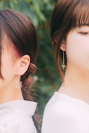 星影　耳飾りとネックレスのセット（ゴールド）