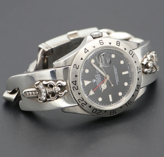 CHROME HEARTS クロムハーツ × ROLEX ロレックス ダイヤモンド ダガーウォッチブレスレット エクスプローラーII 16570 自動巻き W384684