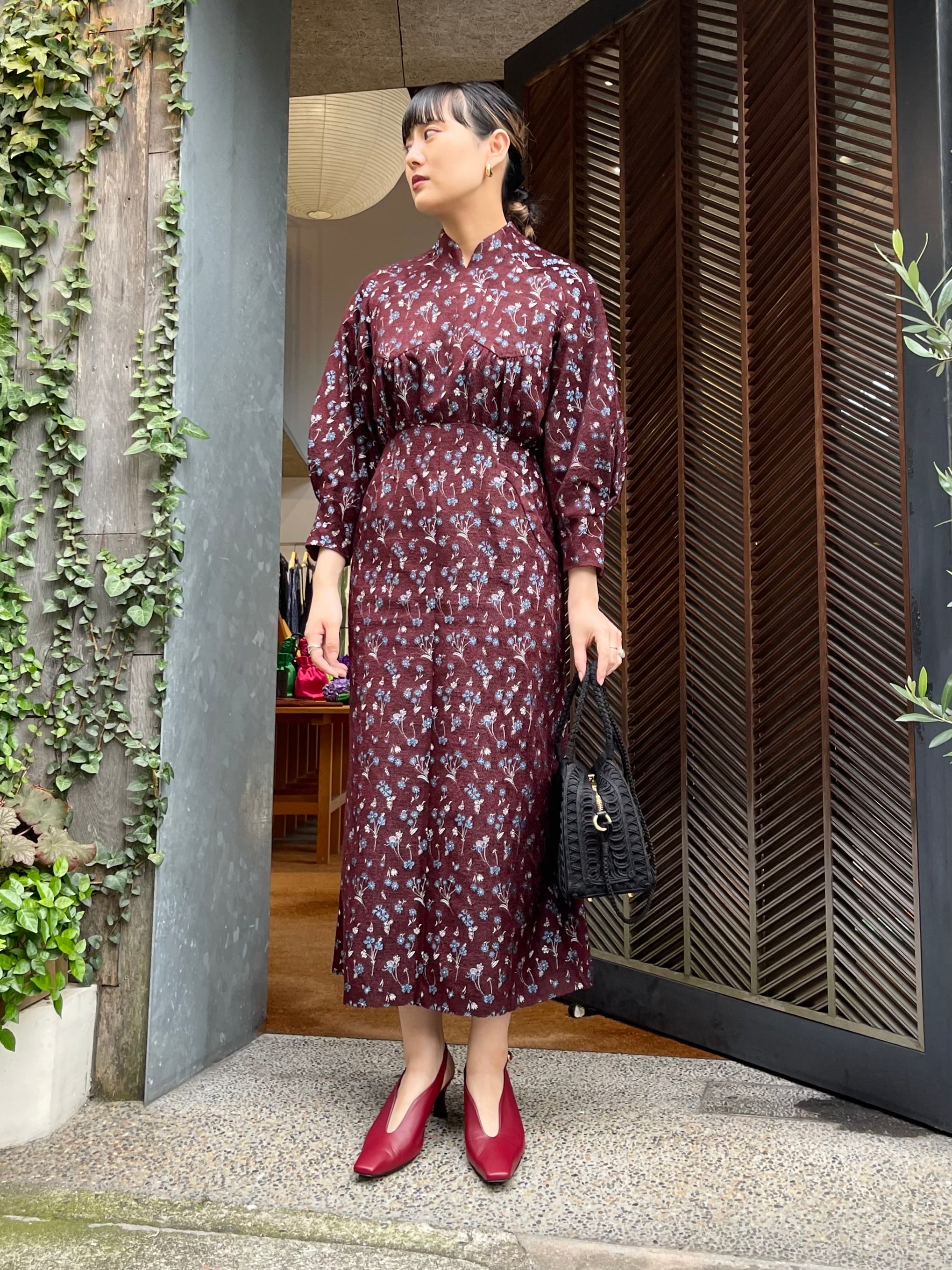 22AW】Mame Kurogouchi マメクロゴウチ / Floral Jacquard Flare Dress  