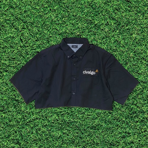 チビ丈mellowリメイクワークシャツ ブラック