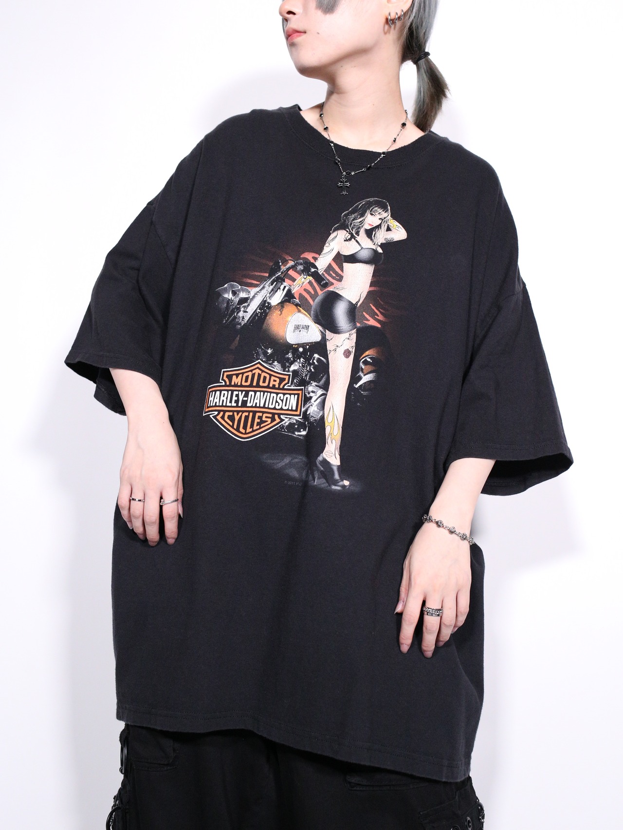 "Harley-Davidson" XXL over size  front and back print tee - 3