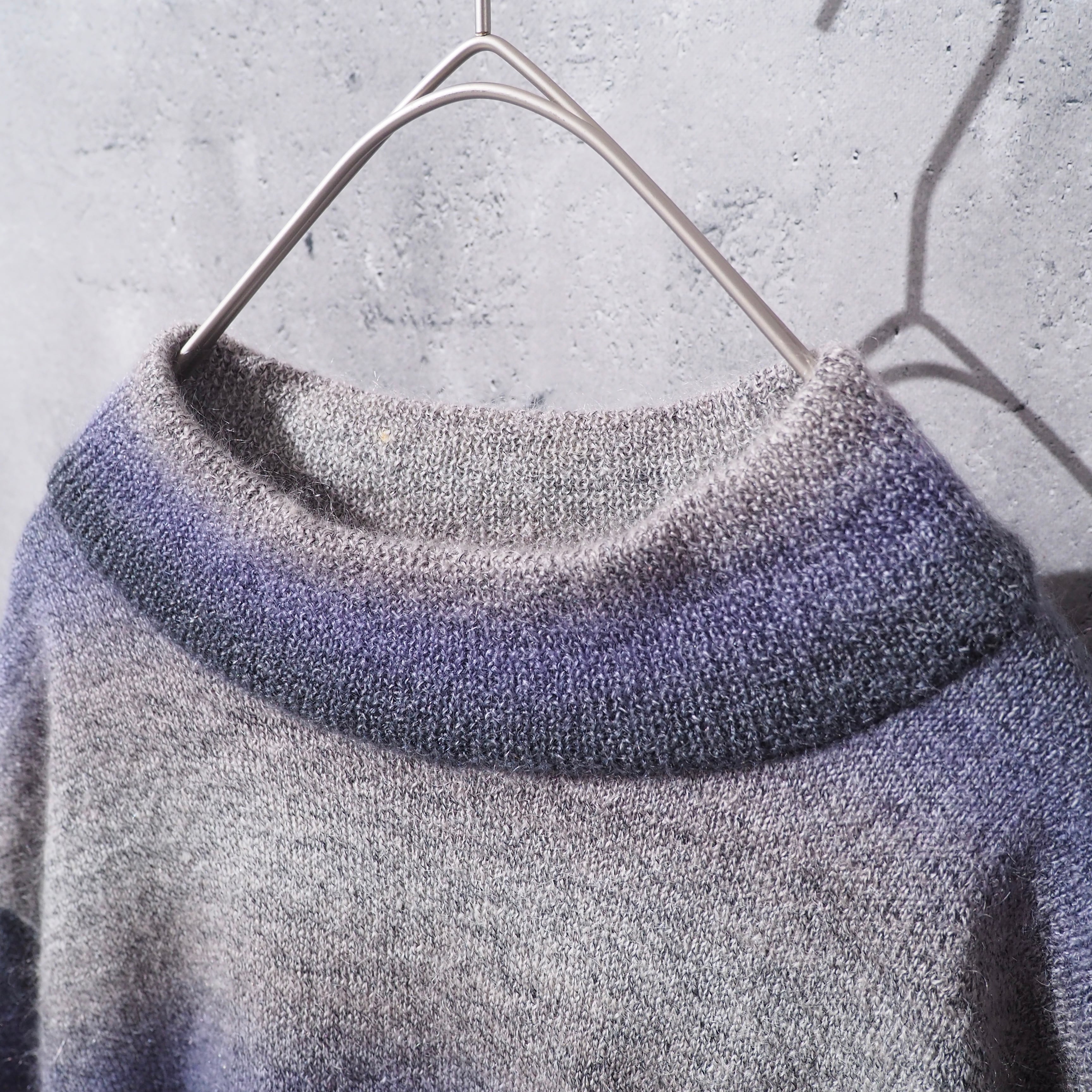 " LANVIN " Dark purple × Black Fat Border Mohair mix knit