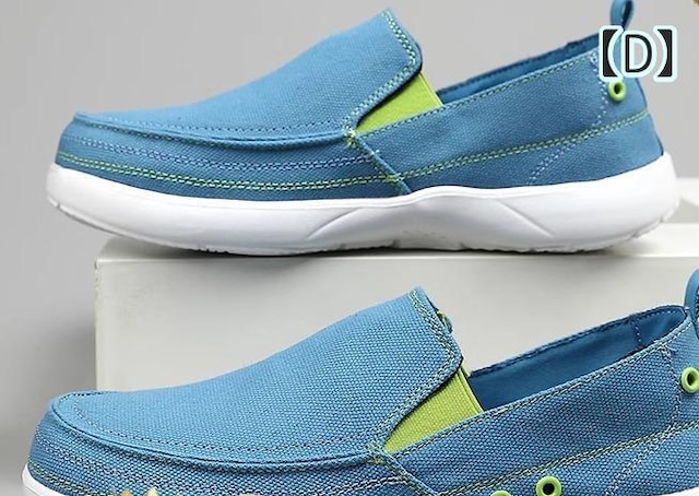 スリッポン スニーカー きれいめ 個性的 こなれ感 メンズ デッキシューズ 運動靴 男性用 靴 くつ 厚底 ライトグレー グレー ブルー ライトブルー 通気性 キャンバス シューズ 帆布 人気 蛍光グリーン レトロ バイカラー リラックス 春夏 爽やか