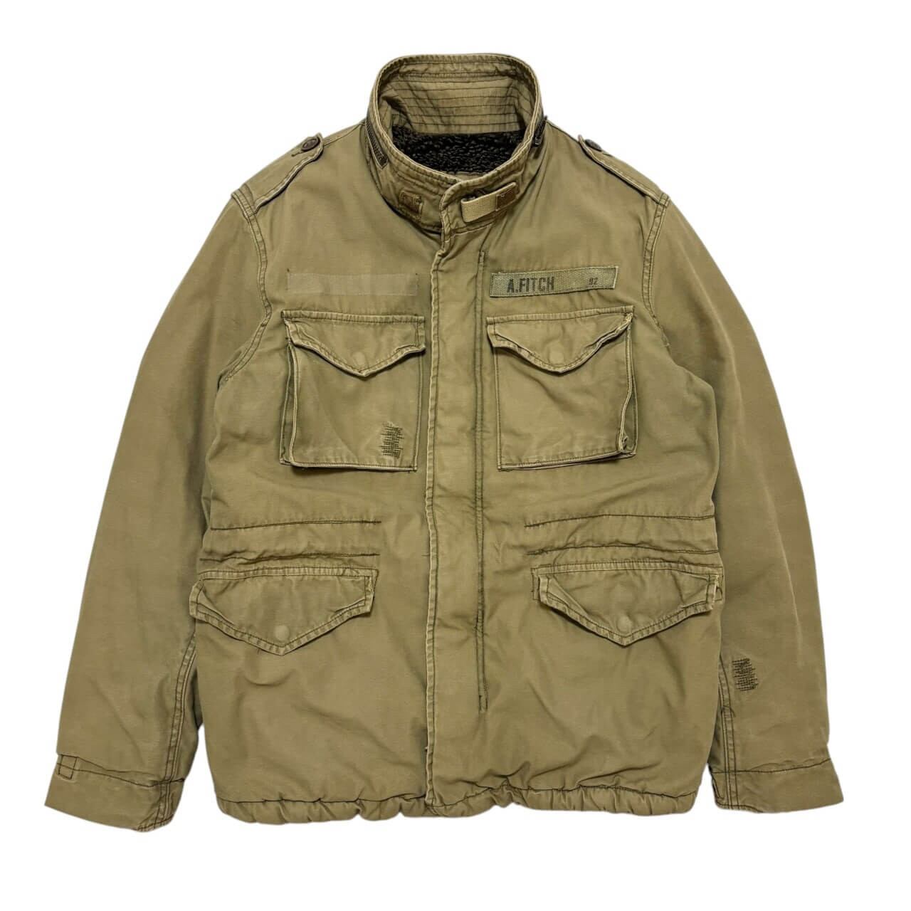 古着 アバクロンビー&フィッチ M-65 ミリタリージャケット クリーニング済 00s ABERCROMBIE 裏ボア メンズ 実寸M ダメージ加工