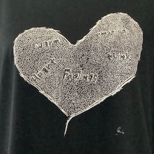 Emotion Heart ( 感情ある心 ) 重ね着風七分袖Tシャツ ブラック