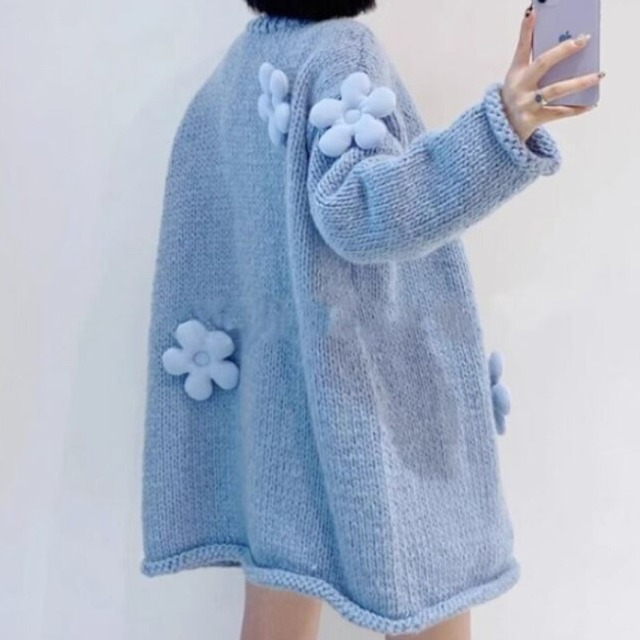 cute girly  flower loose chic cardigan 【2color】0471