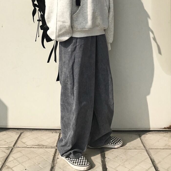 スタンダードパンツ レディースソリッド カラールーズコーデュロイカジュアル レトロ 大きめサイズ ペンダント ソリッドカラー ケッペル15350448466