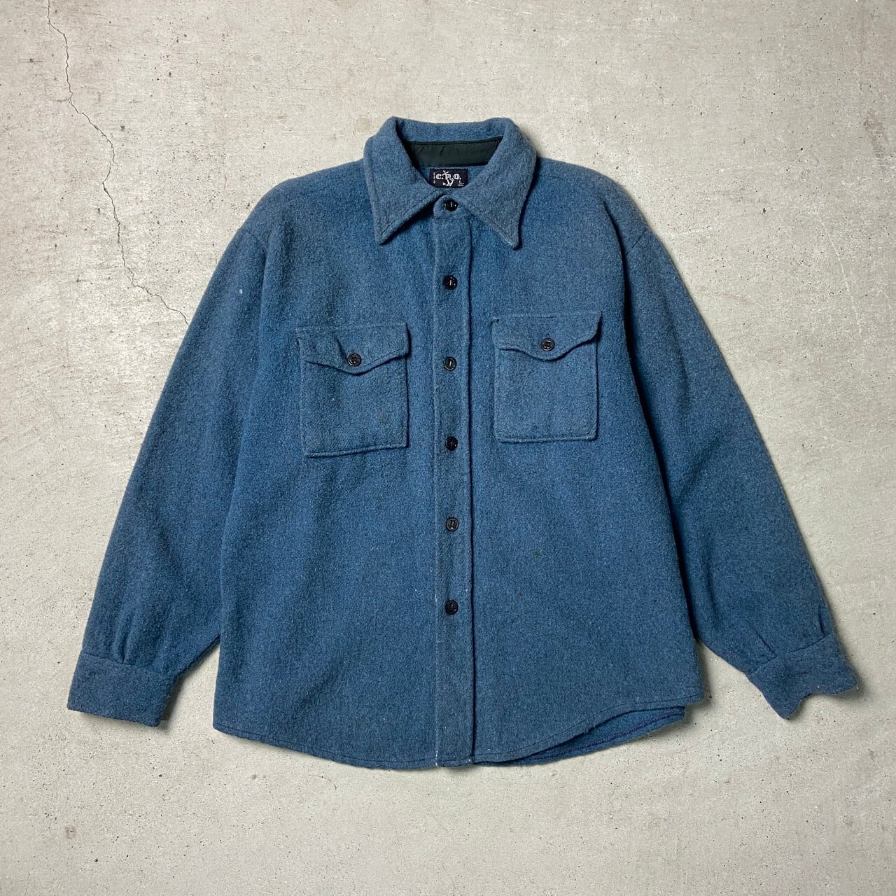 C.P.O ウールシャツ メンズL 古着 アンカーボタン ヴィンテージ 
