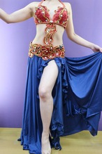 エジプト製ベリーダンス衣装 ターキッシュスタイル レッド＆ブルー