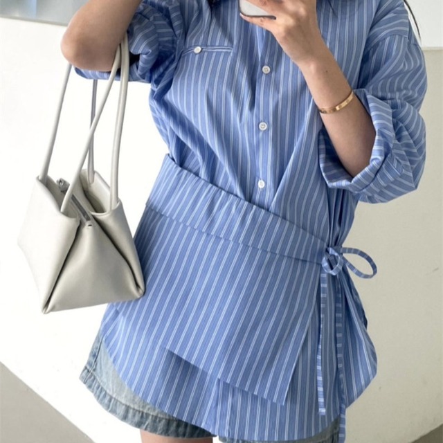 カジュアル ストライプブラウス