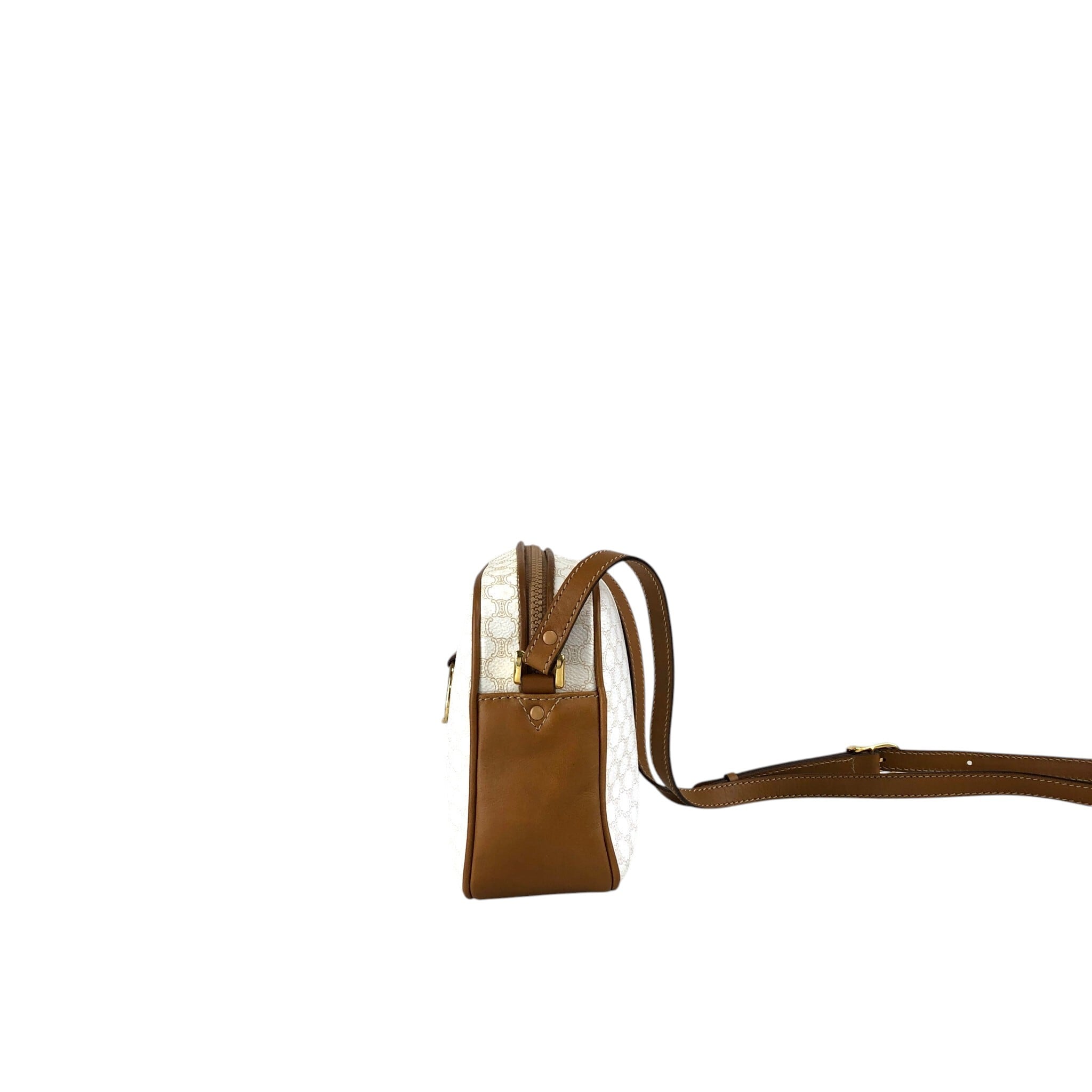 CELINE セリーヌ マカダム ショルダーバッグ ホワイト ホースビット