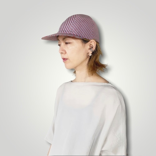 ZOZOTTE stripe cap／ストライプキャップ／グレー＆レッド