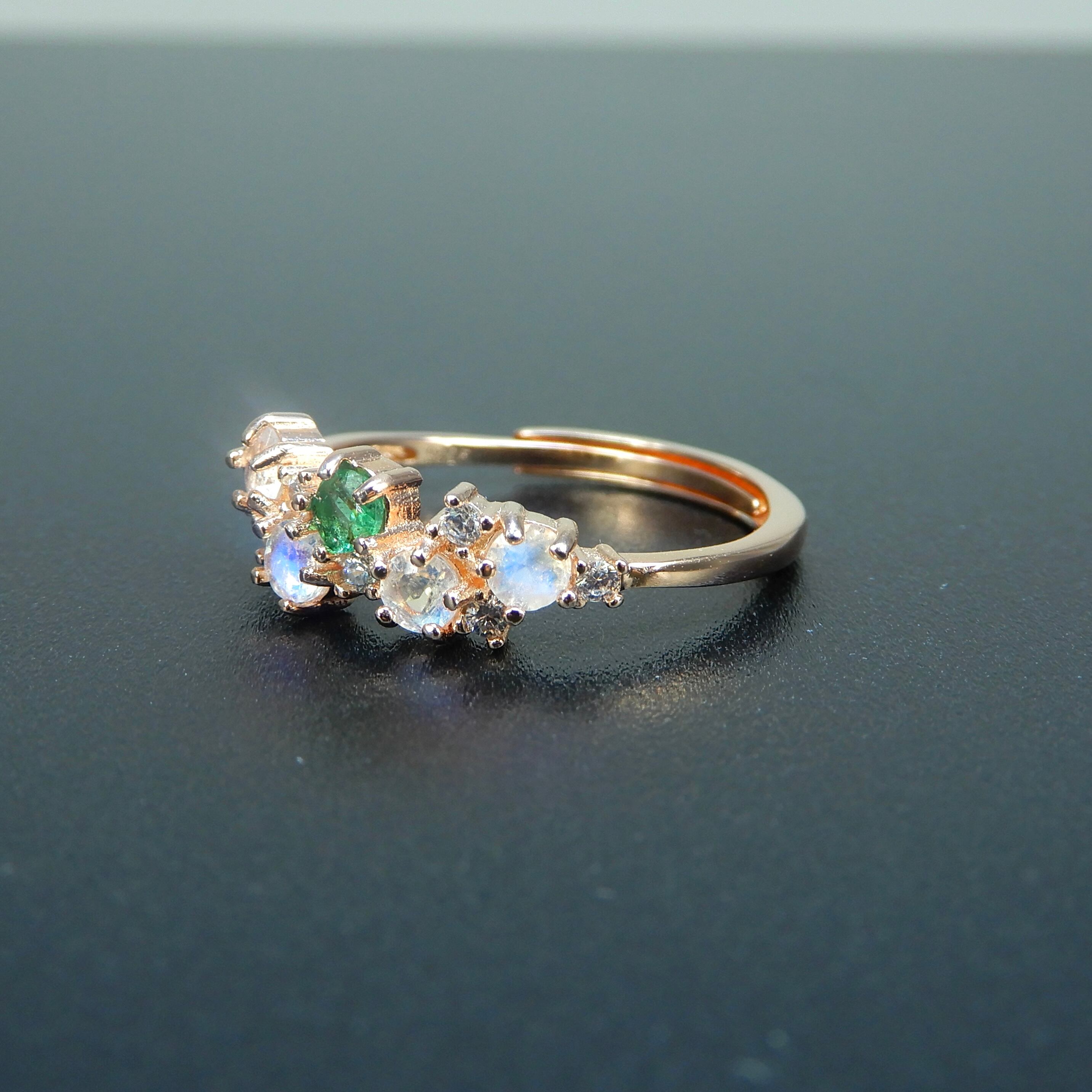 リースRing♦︎エメラルド・ラブラドライト♦︎PGカラー《0054》