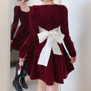 【受注】バックリボンラメフレアワンピース