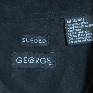 【GEORGE】フェイクスウェード 長袖シャツ  ポリシャツ カジュアルシャツ M ブラック US古着