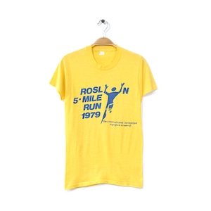 70S ヴィンテージ オールド マラソン Tシャツ メンズXS相当 シングルステッチ イエロー 黄色 古着 @BB0642