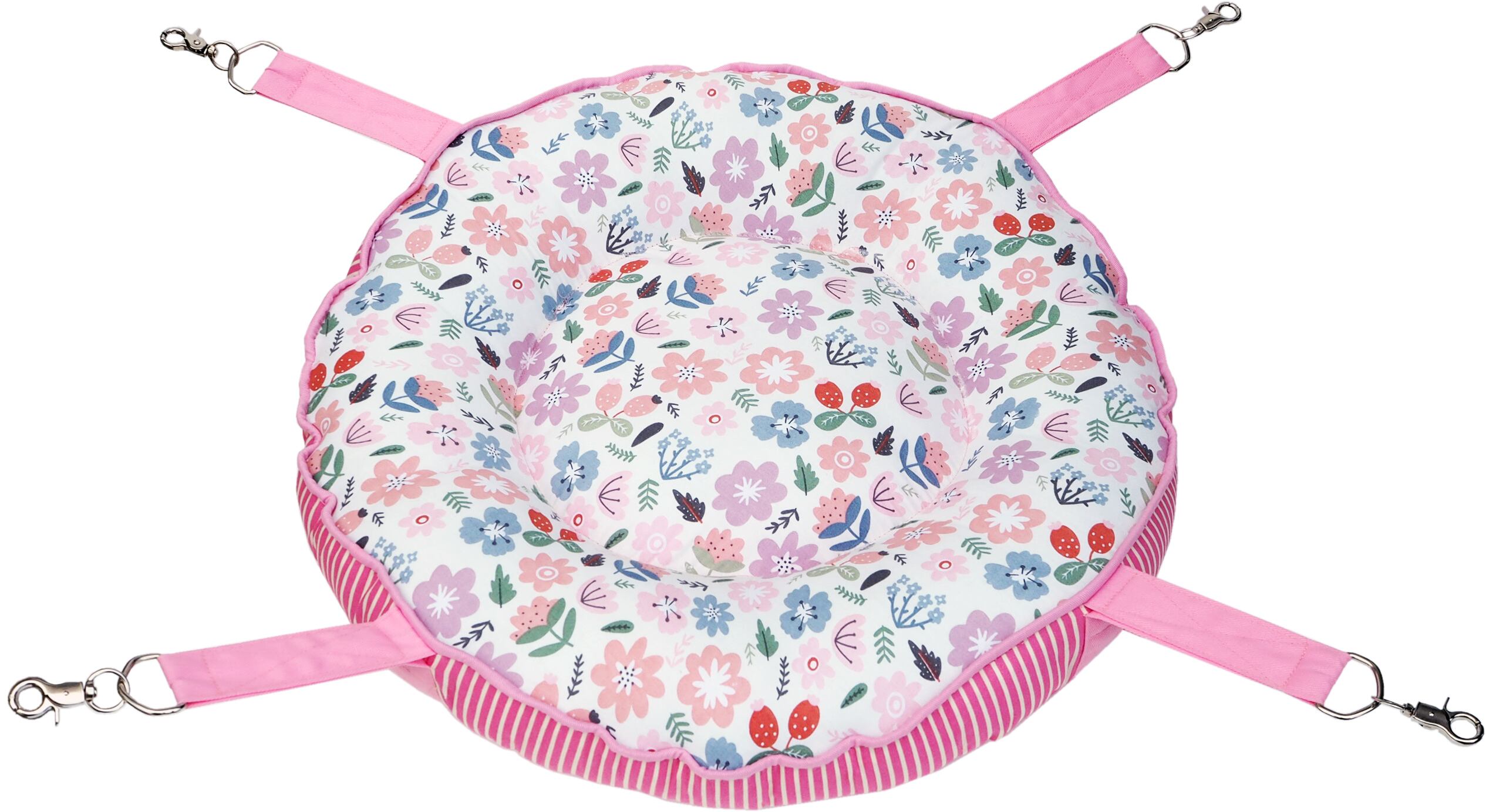 【猫ちゃん用】まぁるい猫のハンモック　花柄　ピンク/イエロー