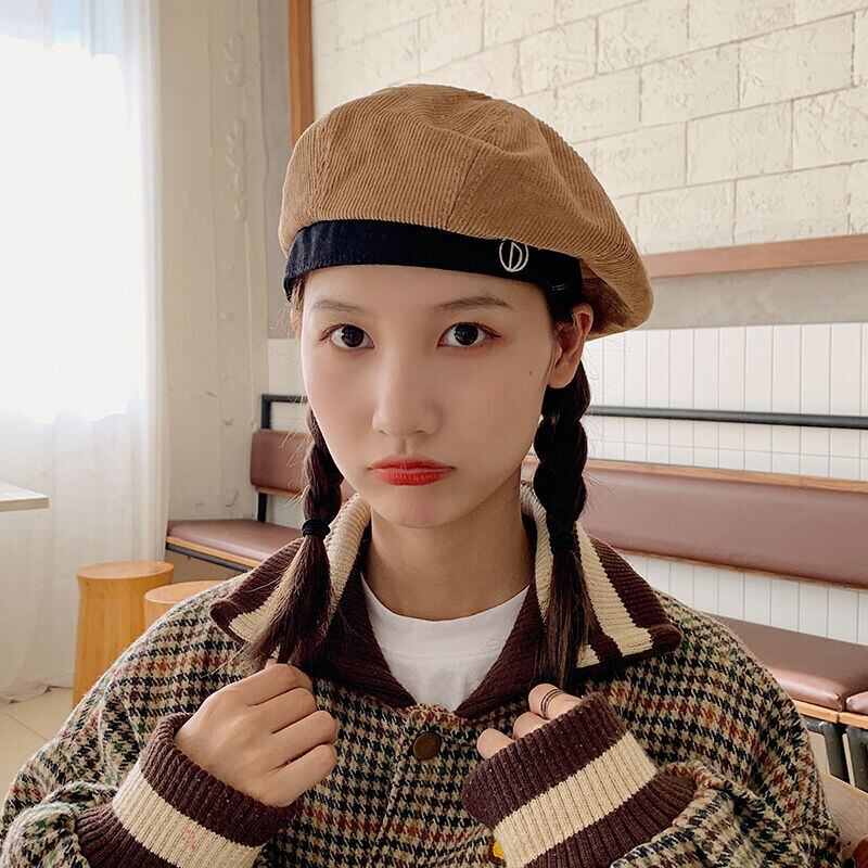 スタンダードコーデュロイオータムウィンター レトロ 帽子 秋物 冬物 ベレット ヘアアクセサリー ブラック・アイド・ピーズ90664831912