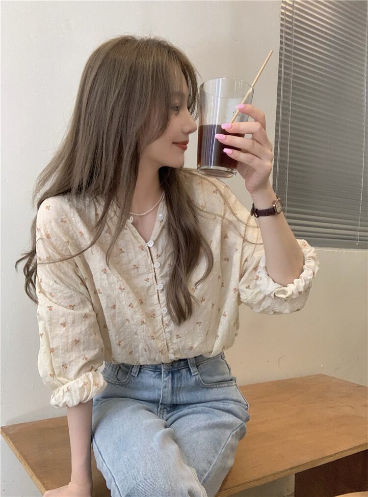 サマーフローラルシャツ 大人ガーリー スウィート キュート カジュアル 夏物 花柄 モンロー38919704665