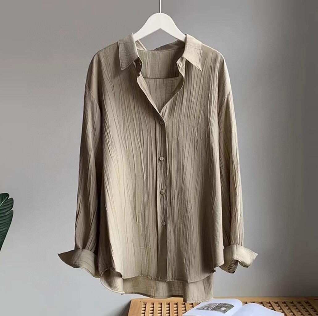 リップル生地 無地ブラウス　AJ3346-389