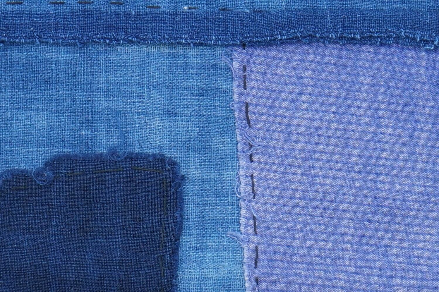 ぼろ布　古布　つぎあて　アンティーク　木綿 藍染木綿襤褸ボロ端布 081102 - 生活骨董と古布のアンティーク