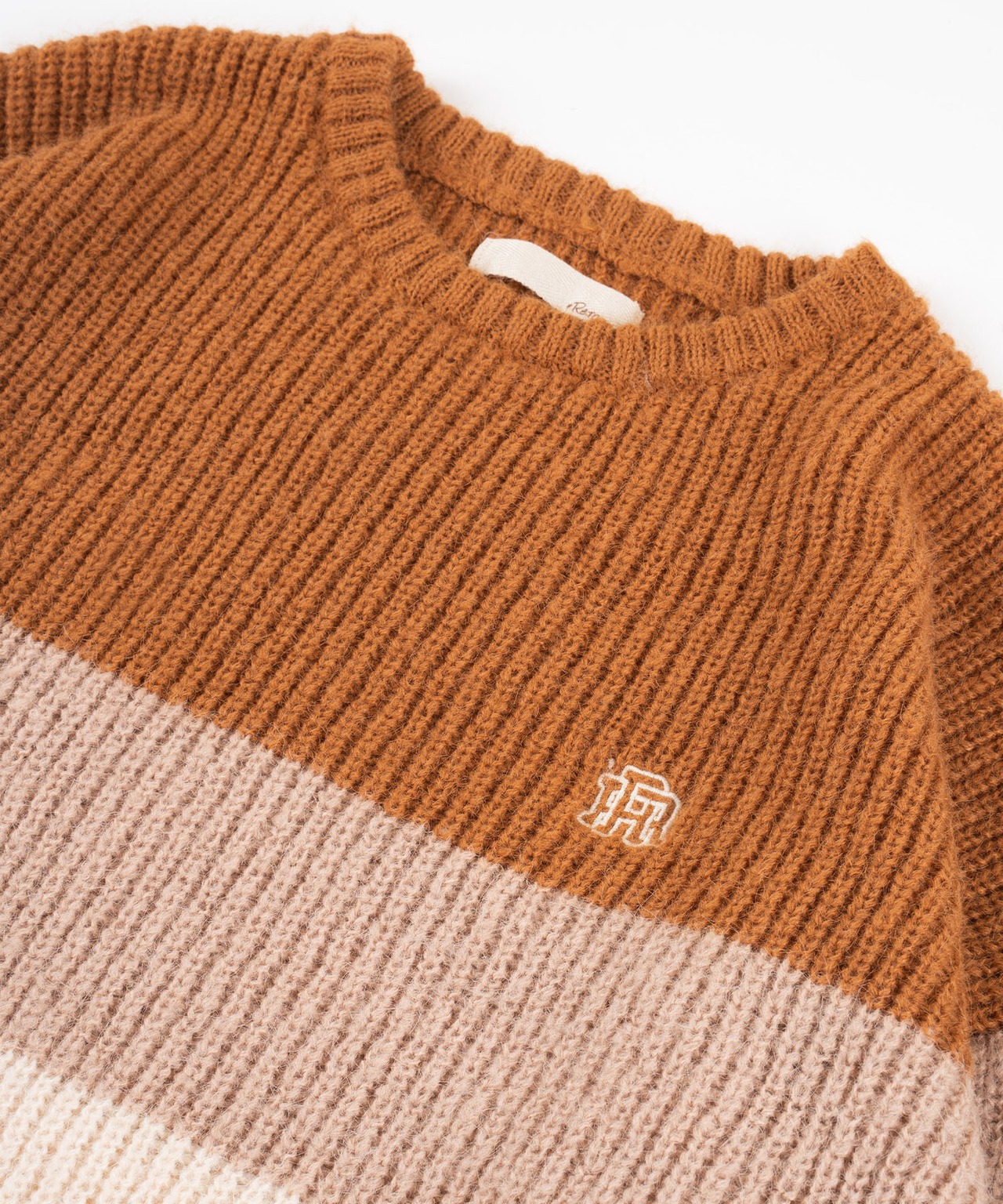 【#Re:room】WOOL COLOR BORDER MOHAIR CREW KNIT［REK113］