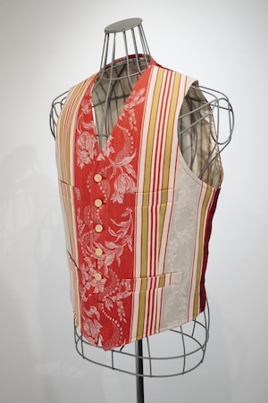 ADJUSTABLE COSTUME / French Antique Jacquard Fabric Odd Vest