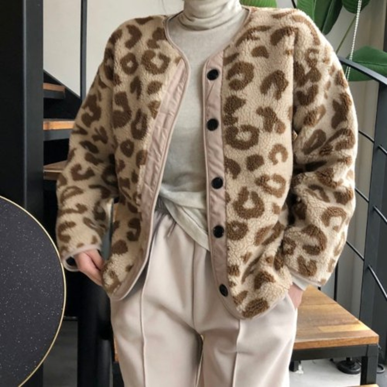 ジャケット フリース レディース レオパード ヒョウ柄 もこもこ 
