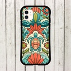 受注生産 iPhoneケース 大きな花と葉のサイケ民芸柄｜花モチーフ PSYF018C