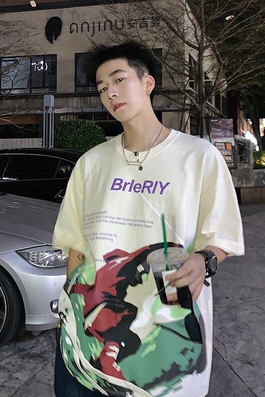 全3色 Tシャツ カットソー プリント カジュアル シンプル