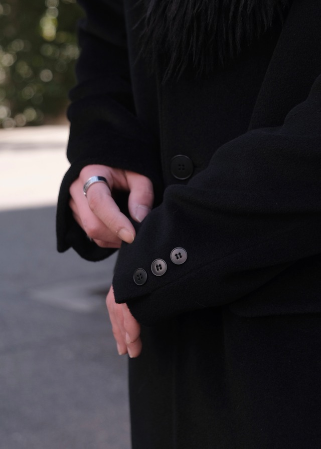 90's agnes b. homme  fake boa single chestercoat