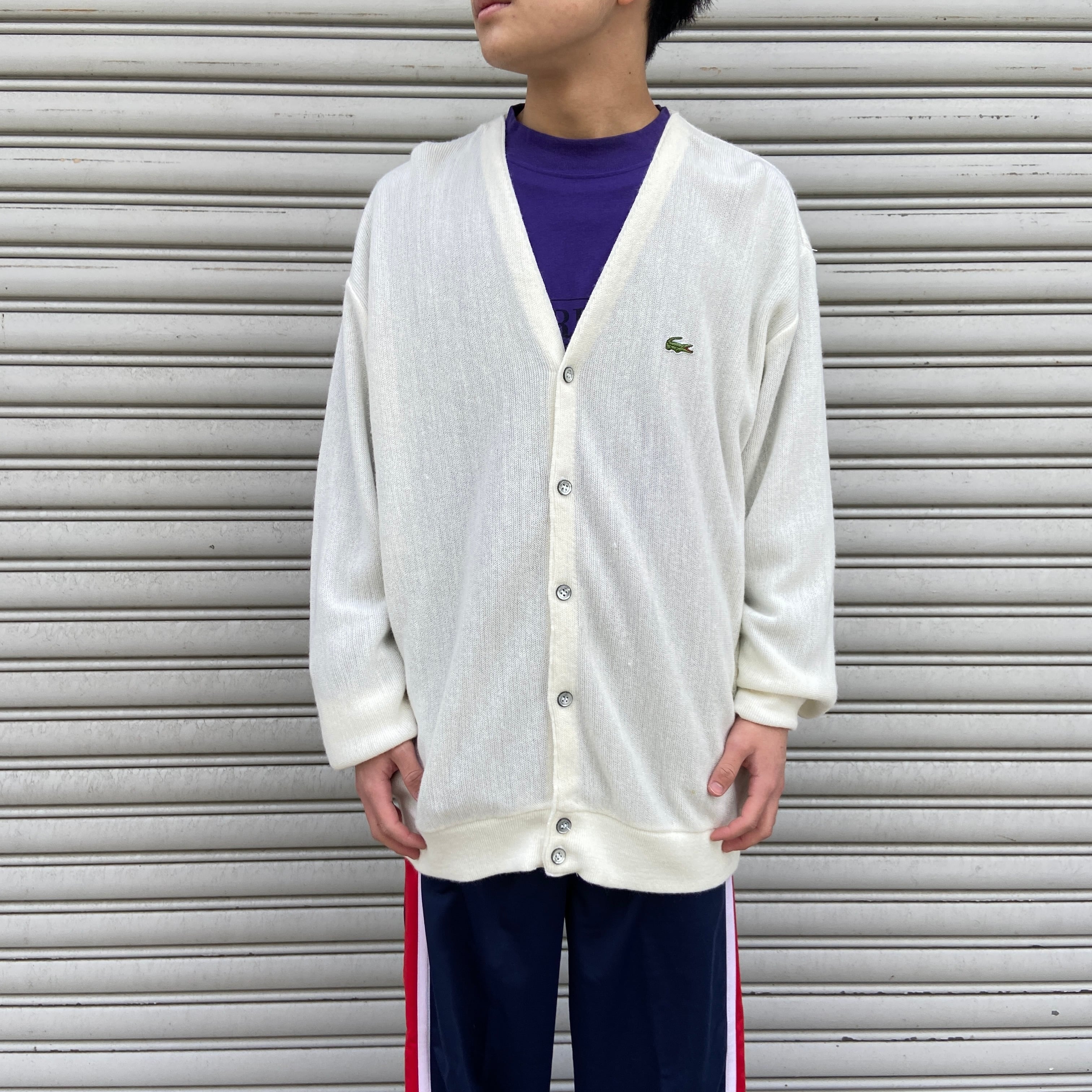 送料無料』80s LACOSTE USA製アクリルカーディガン 美品 白 | 古着屋 Uan