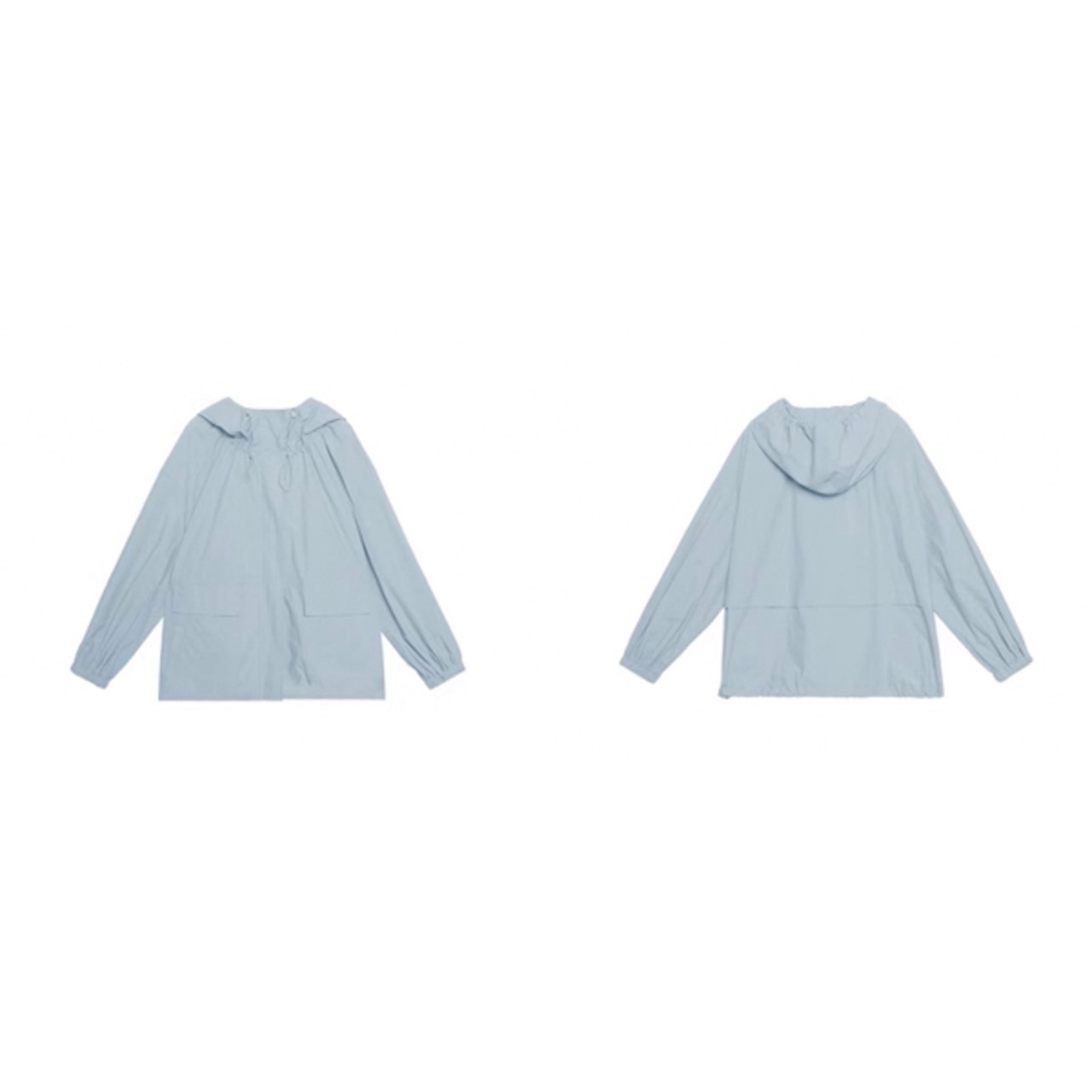 【2color】フード付きジップウィンドブレーカー&ルーズAラインスカートのセットアップ S0195