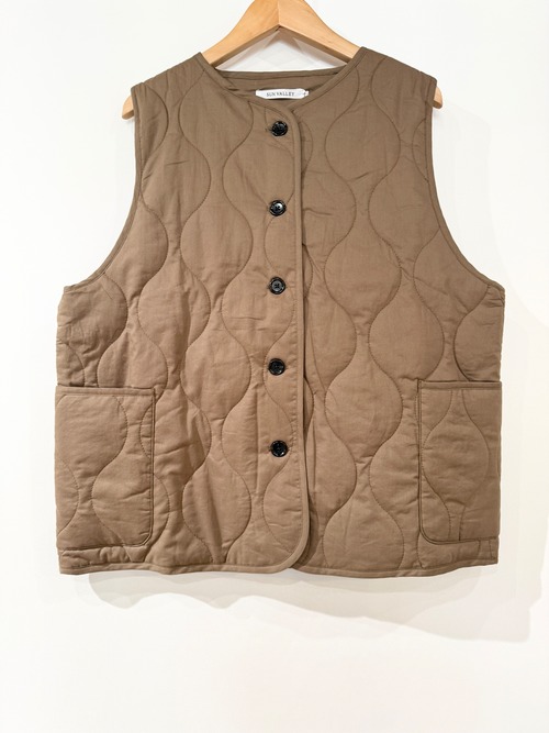送料無料：SANVALLEY/コットン ローン 中わた キルティング ベスト　　カーキ