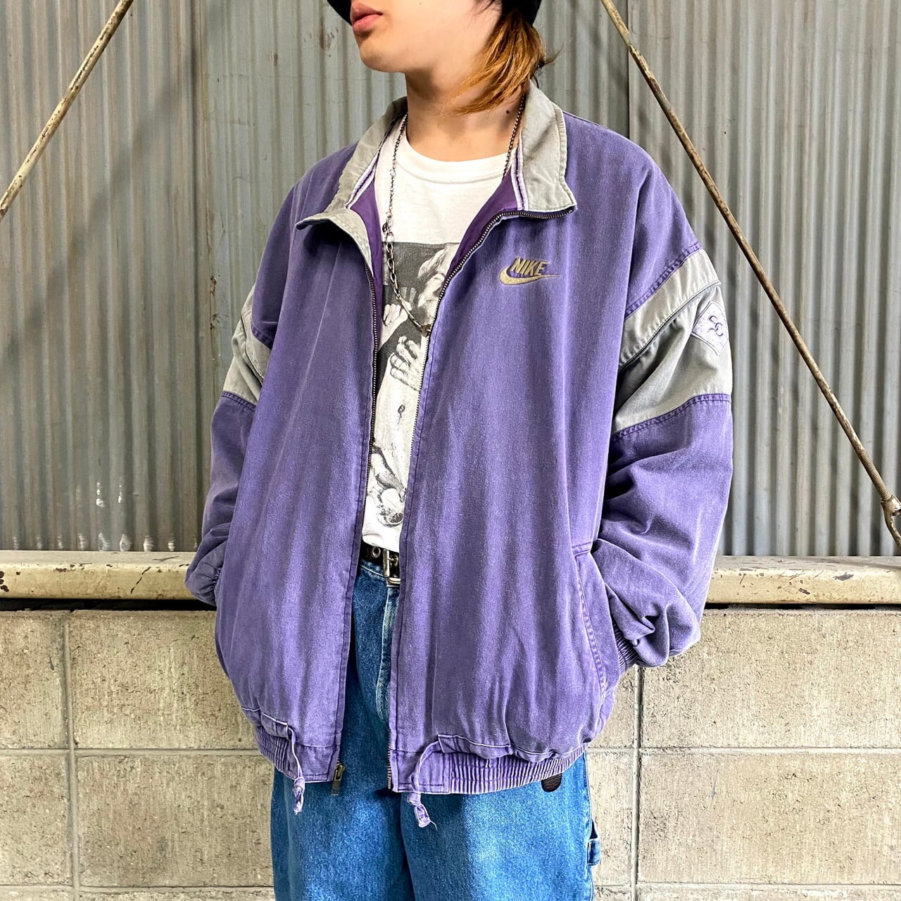 レアアイテム 90年代 銀タグ NIKE ナイキ SUPREME COURT コットンジャケット メンズXL 古着 ブルゾン サプリームコート 90s  ヴィンテージ ビンテージ スウォッシュロゴ刺繍 バックロゴ 切り替え パープル×グレー 紫色 灰色【ブルゾン・ジャケット】 | cave ...