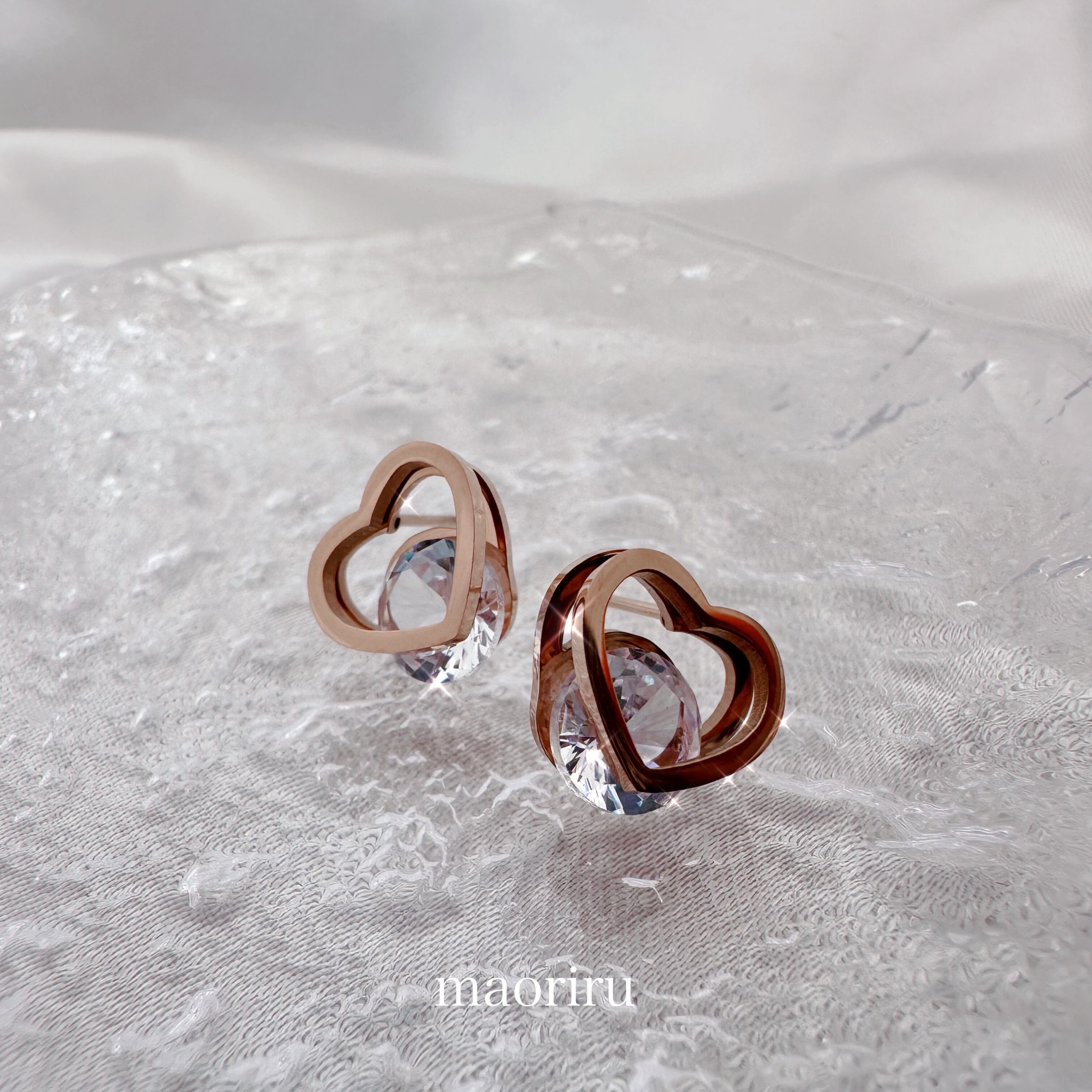 金アレ対応 フレームハートピアス (036)