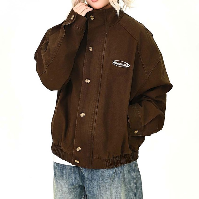 ミニロゴスタンドネックストリートブルゾン 2col   R01480