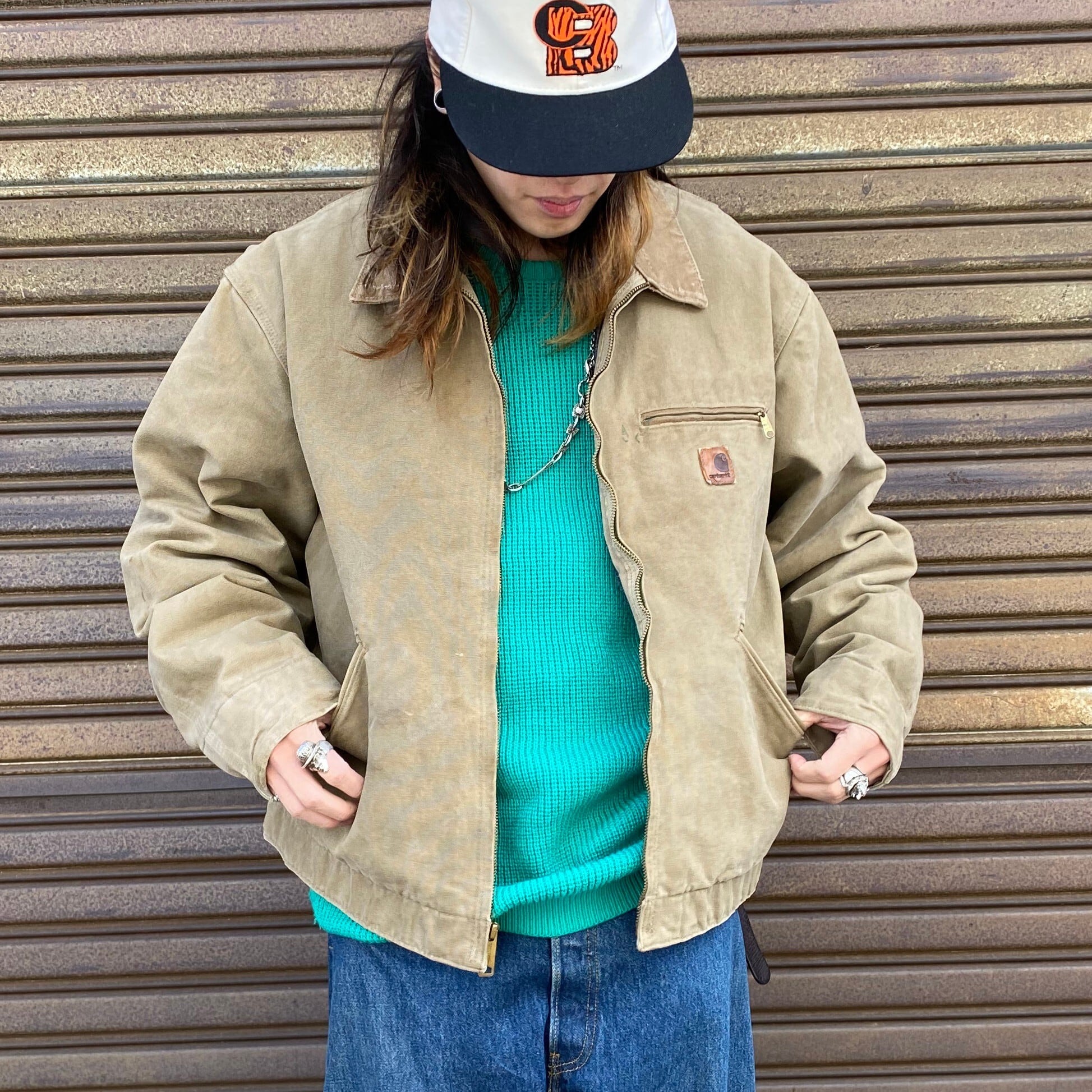 Carhartt カーハート デトロイトジャケット メンズXL 古着 ダック地 ワークジャケット ブランケットライナー カーキ ベージュ  【ワークジャケット】 | cave 古着屋【公式】古着通販サイト