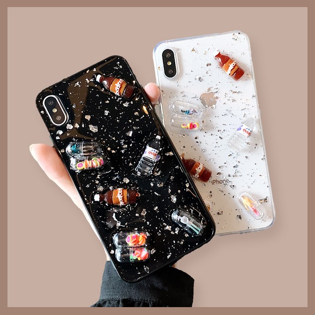 デコケース☆iPhone 11・XS・8Plusソフトケース 銀箔入り 大人 