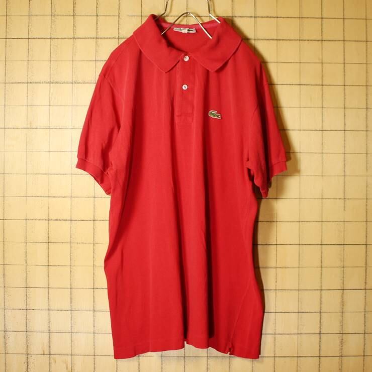 70s フランス製 フレンチラコステ 半袖 ポロシャツ レッド 赤 ML ss8
