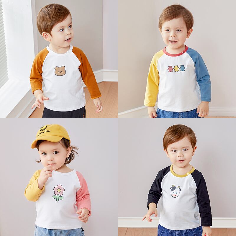 赤ん坊の長袖Tシャツ春と秋の子供用の底入れシャツ快適な赤ちゃんのトップス子供服緩い秋の服の男の子の服の女性 Duduベイビー11224436529