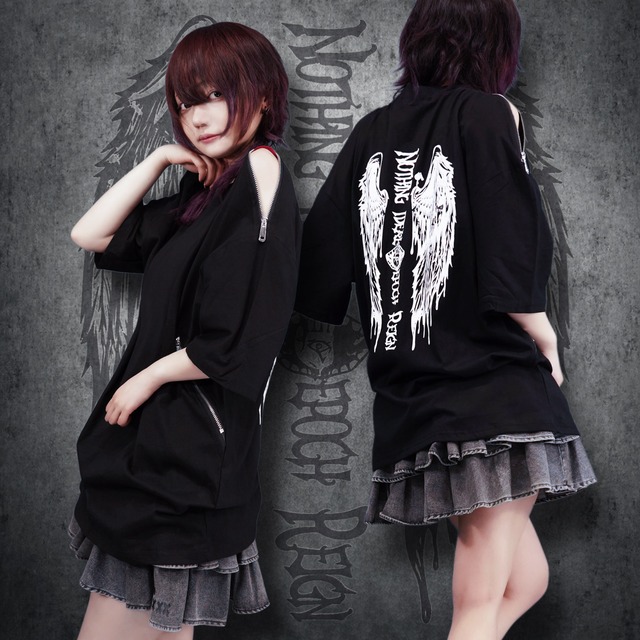 4ZIP SLIT BACK WING CUTSEW【BLACK】